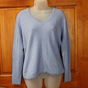Banana Republic Light Blue Italian Merino Wool V-Neck Pullover Sweater Large